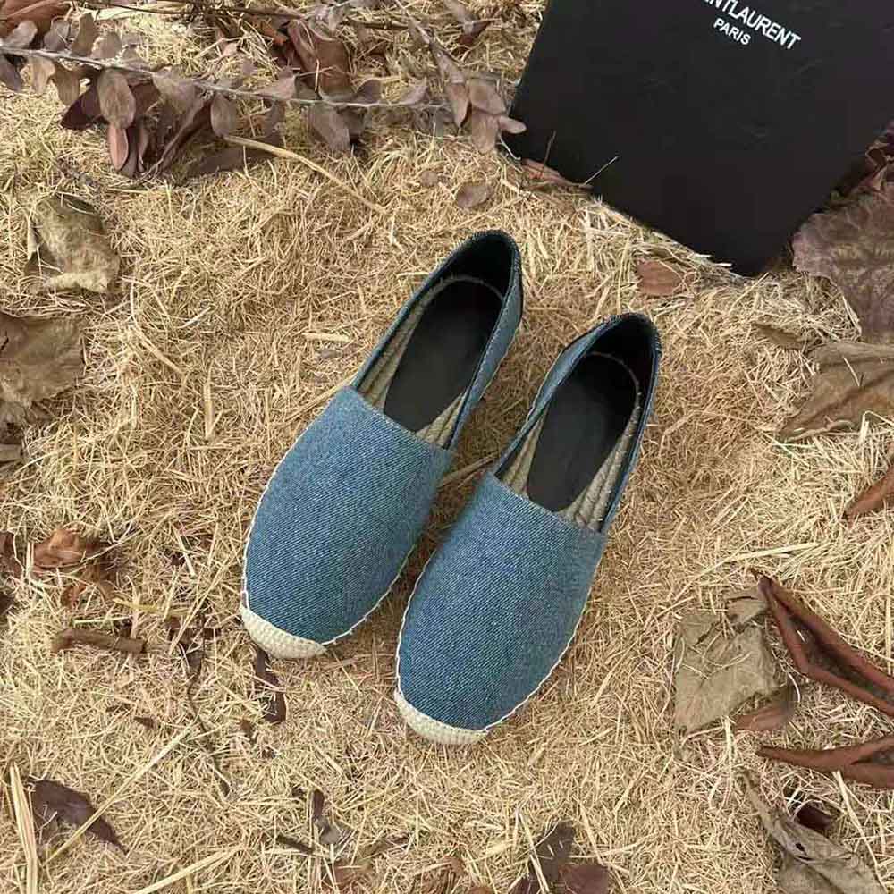 Saint Laurent YSL Women Ysl Embroidered Espadrilles in Denim-Navy - image 4