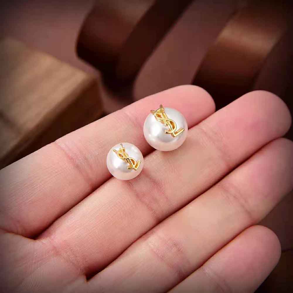 Saint Laurent YSL Women Ysl Pearl Earrings in Metal - image 6