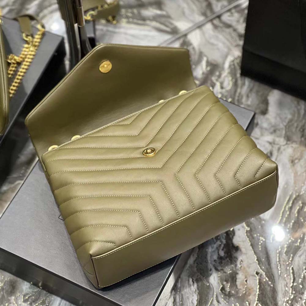 Saint Laurent YSL Women Loulou Medium Bag in Matelassé Y Leather-Green - image 8
