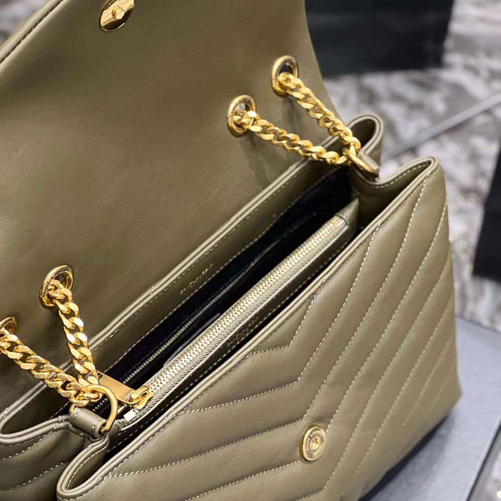 Saint Laurent YSL Women Loulou Medium Bag in Matelassé Y Leather-Green - image 10