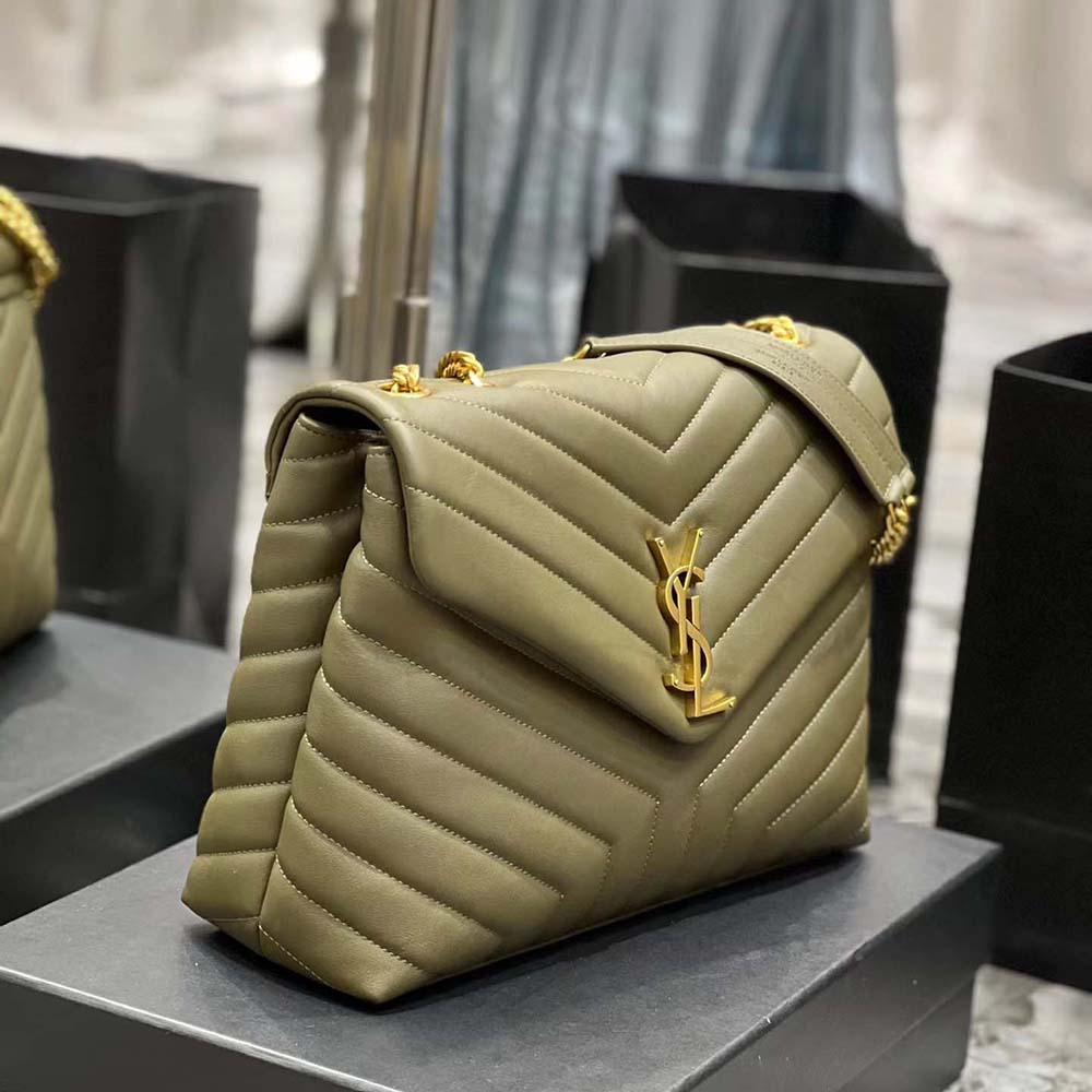 Saint Laurent YSL Women Loulou Medium Bag in Matelassé Y Leather-Green - image 6
