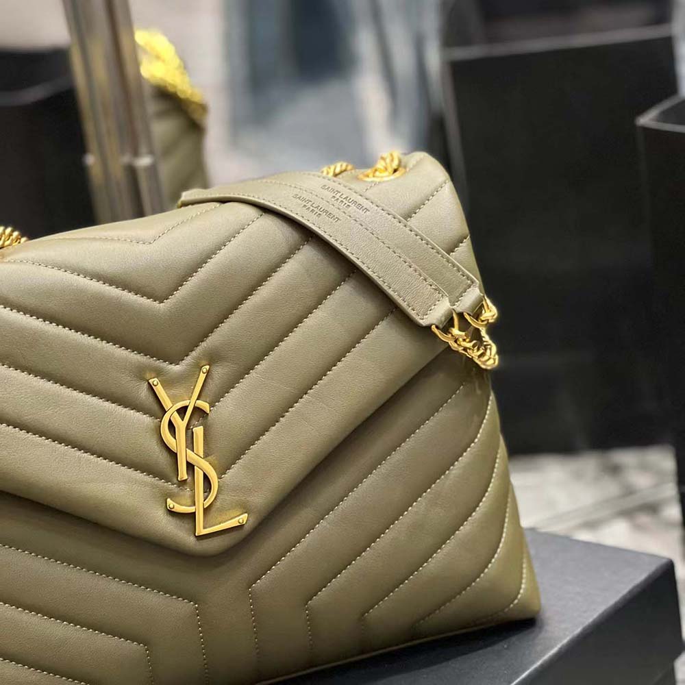Saint Laurent YSL Women Loulou Medium Bag in Matelassé Y Leather-Green - image 9