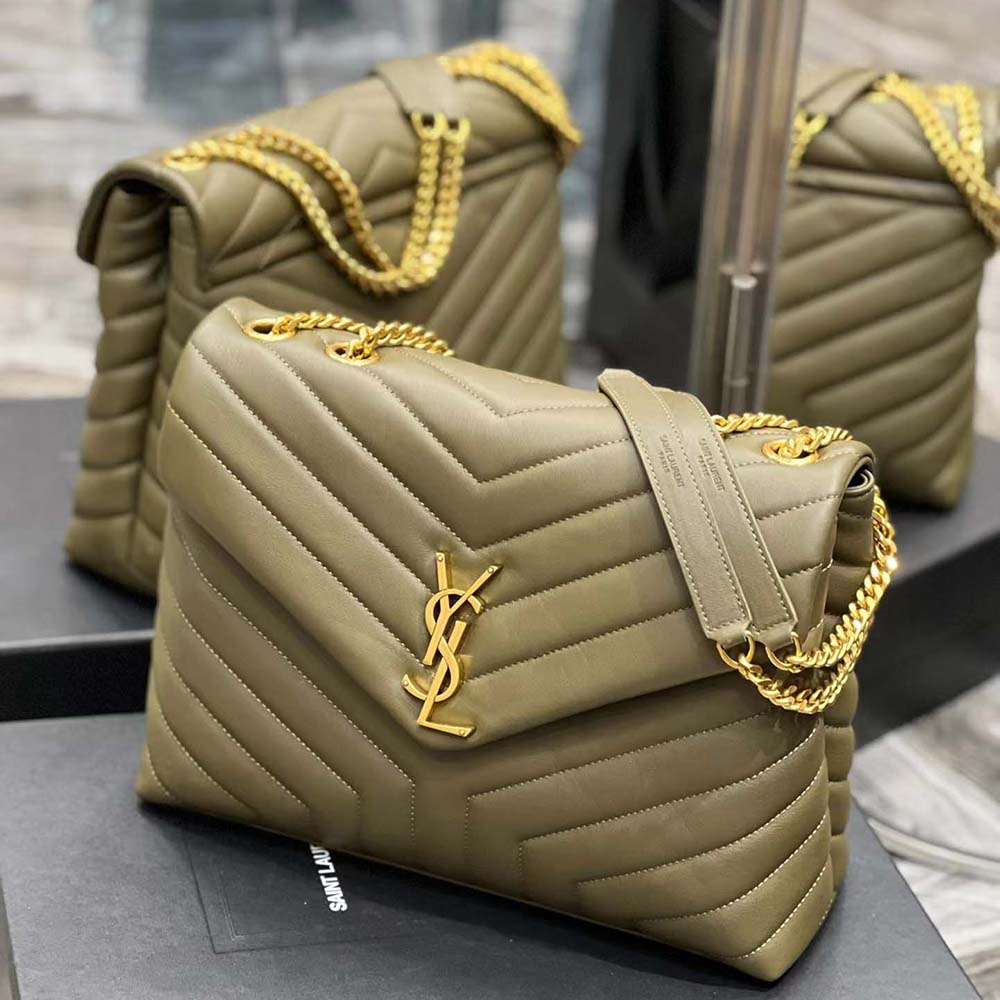 Saint Laurent YSL Women Loulou Medium Bag in Matelassé Y Leather-Green - image 4
