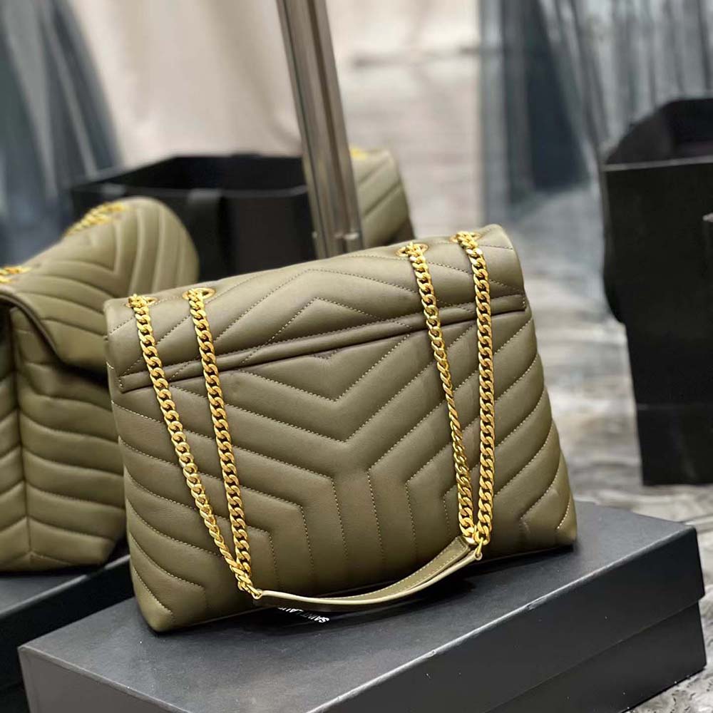 Saint Laurent YSL Women Loulou Medium Bag in Matelassé Y Leather-Green - image 5