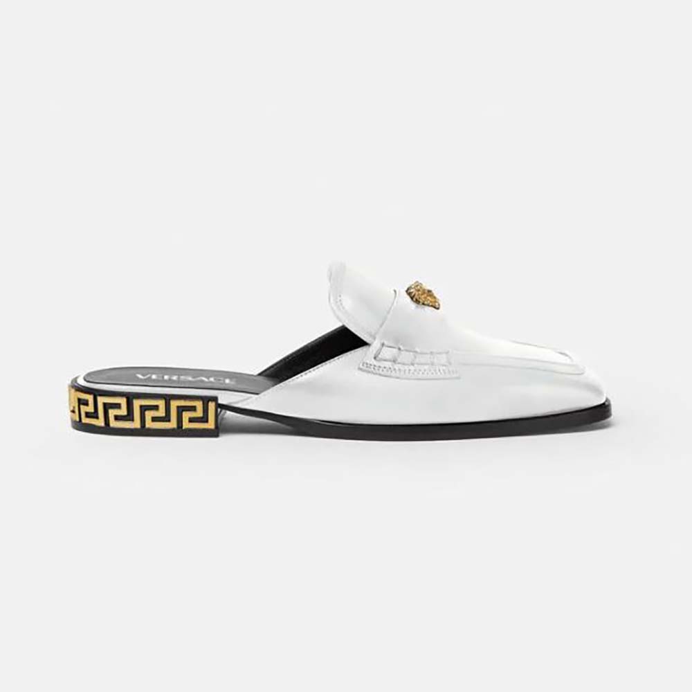 Versace Women La Medusa Loafers in Calf Leather-White side profile view
