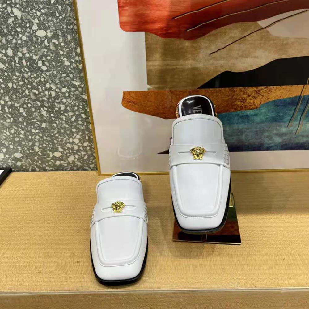Versace Women La Medusa Loafers in Calf Leather-White - image 5