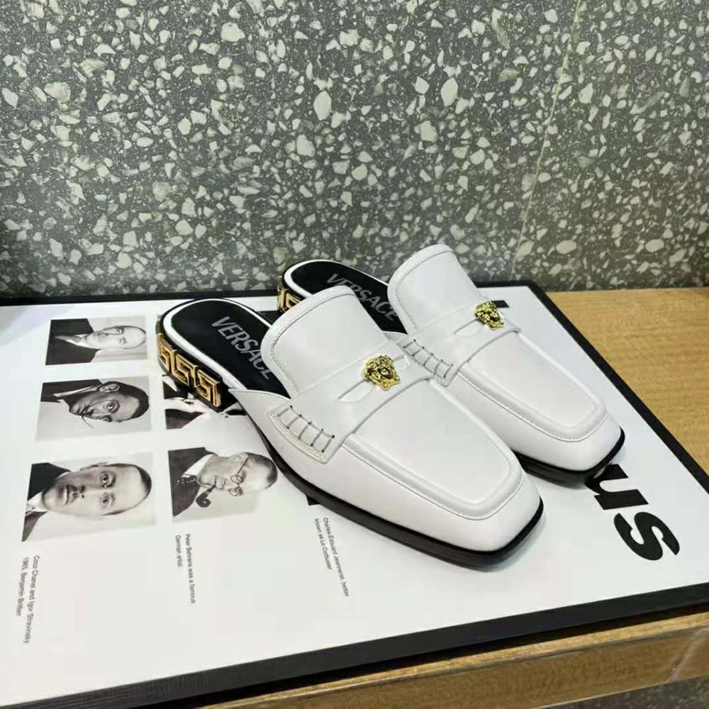 Top view of Versace Women La Medusa Loafers in white calf leather