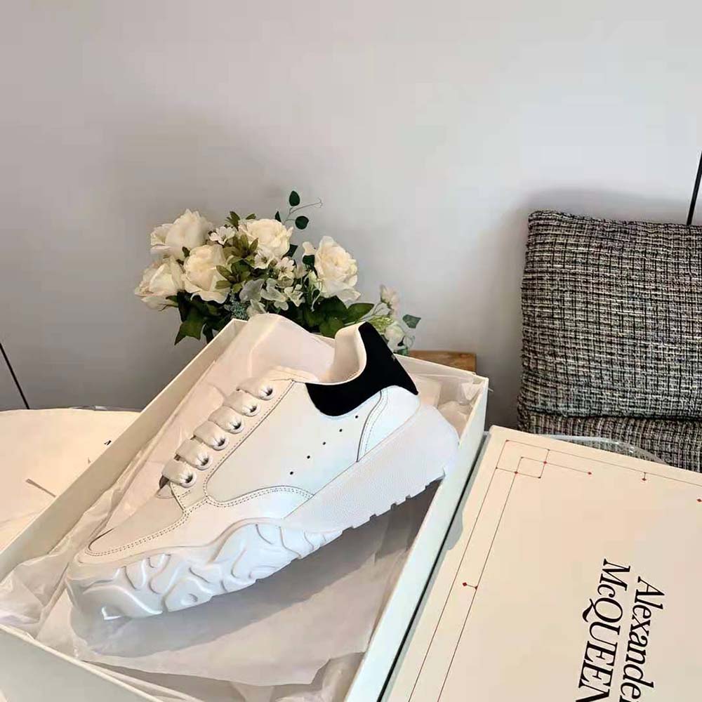 Alexander Mcqueen Unisex Court Trainer in White/Black - image 8