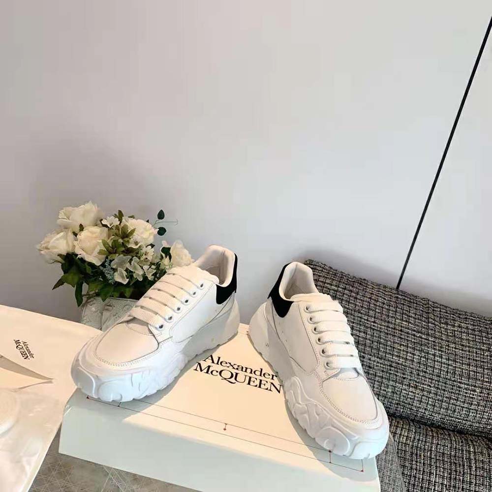 Alexander Mcqueen Unisex Court Trainer in White/Black - image 7