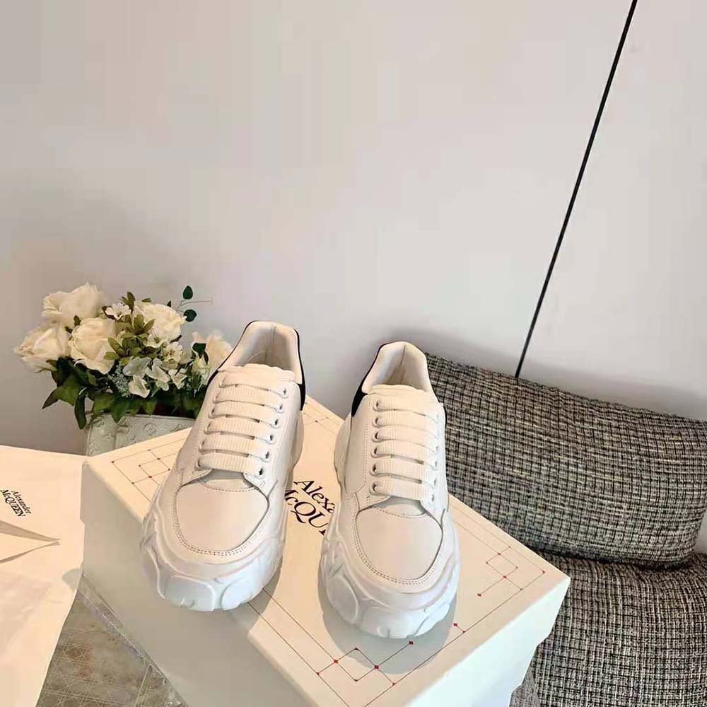 Top-down view showcasing lacing on Alexander Mcqueen Unisex Court Trainer