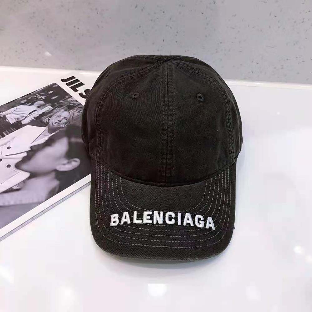 Close-up of white logo detail on Balenciaga Women Logo Visor Cap