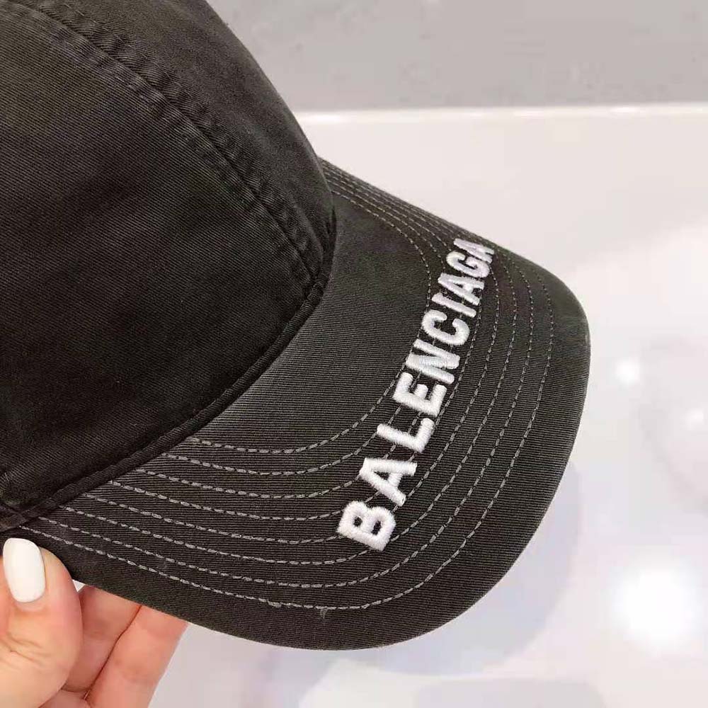 Balenciaga Women Logo Visor Cap in Black and White Cotton Drill - image 8