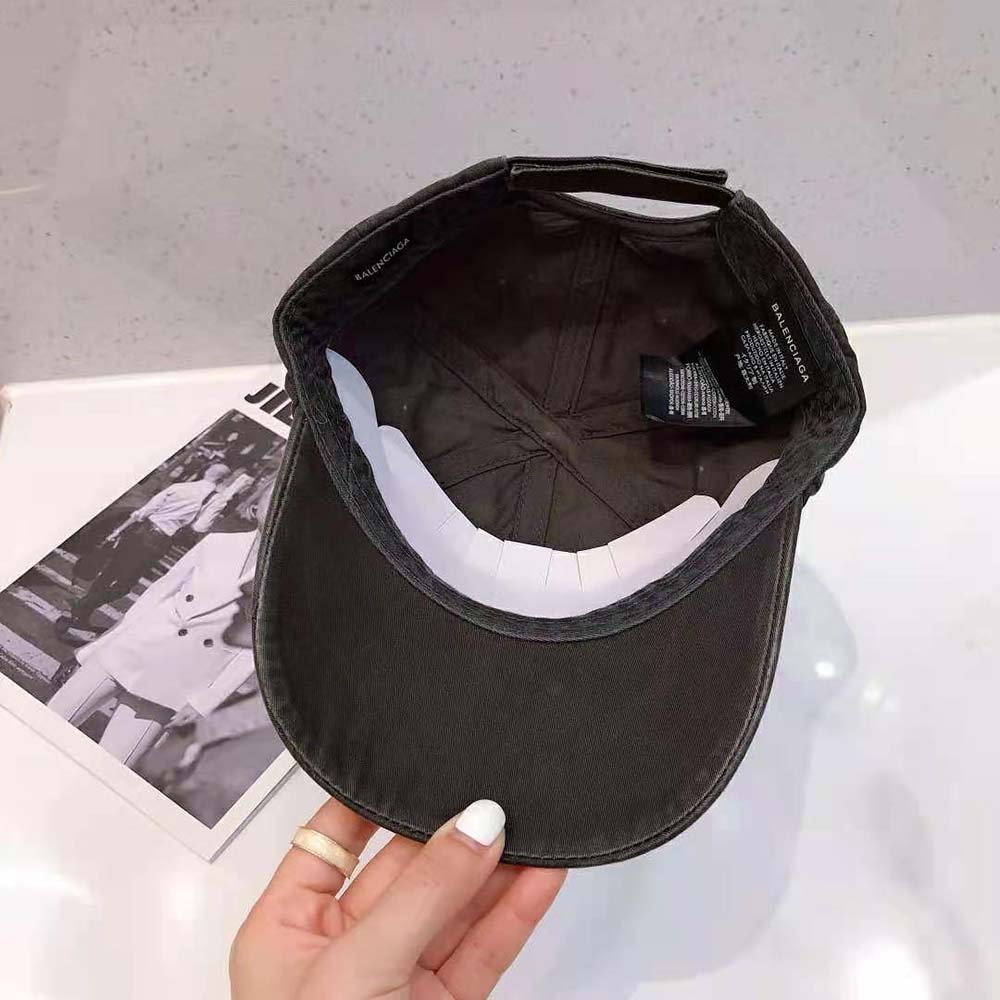 Balenciaga Women Logo Visor Cap in Black and White Cotton Drill - image 7