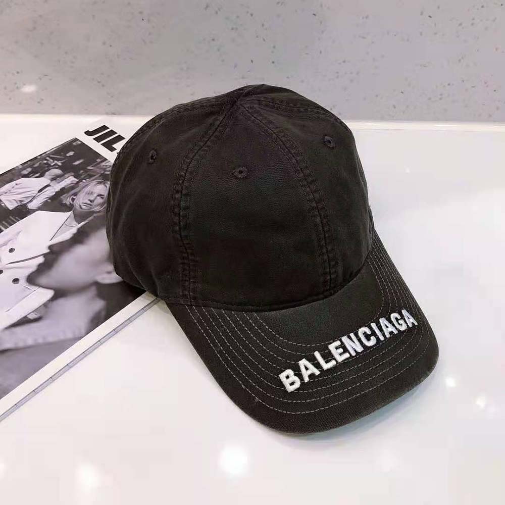 Balenciaga Women Logo Visor Cap in Black and White Cotton Drill - image 5