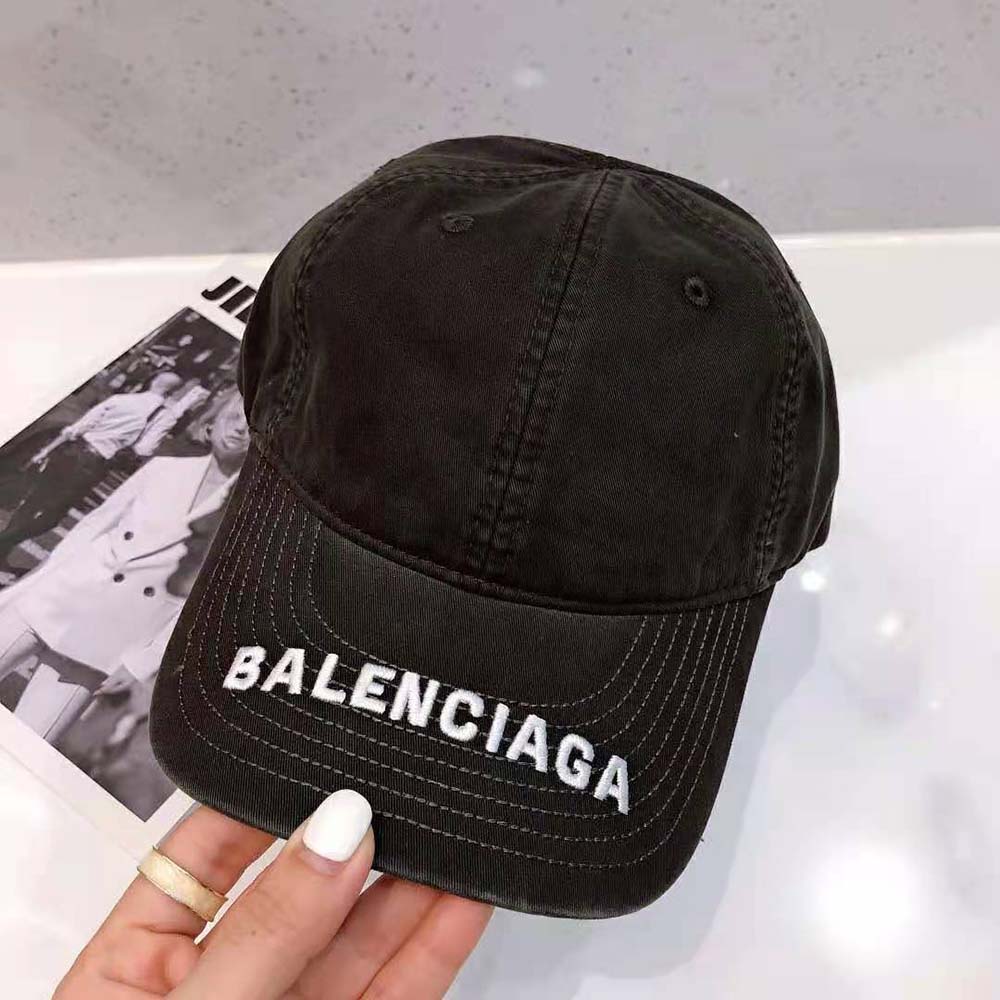 Balenciaga Women Logo Visor Cap in Black and White Cotton Drill - image 4