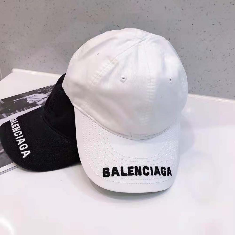 Side angle showing adjustable strap of Balenciaga Women Logo Visor Cap