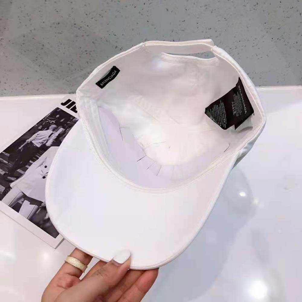 Balenciaga Women Logo Visor Cap in White and Black Cotton Drill - image 10