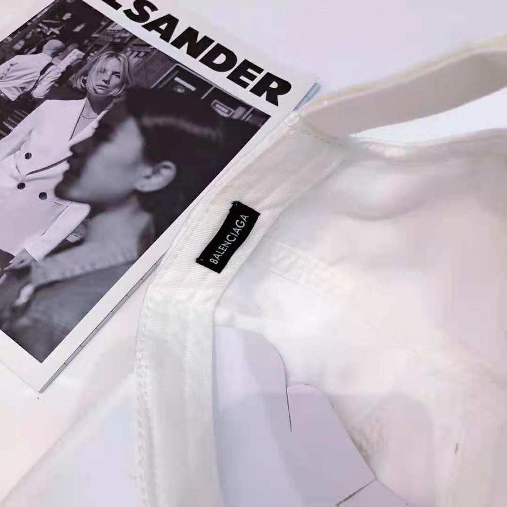 Balenciaga Women Logo Visor Cap in White and Black Cotton Drill - image 9