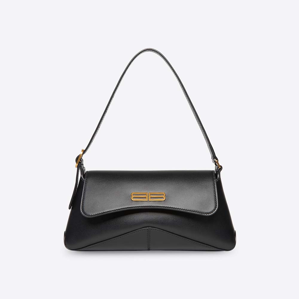 Front view of Balenciaga Women XX Small Flap Bag Box in Black