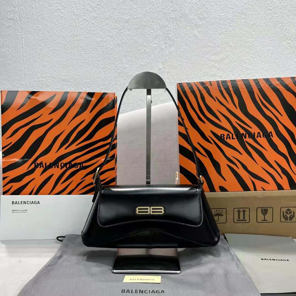 Close-up of silver-tone hardware on Balenciaga Women XX Small Flap Bag Box