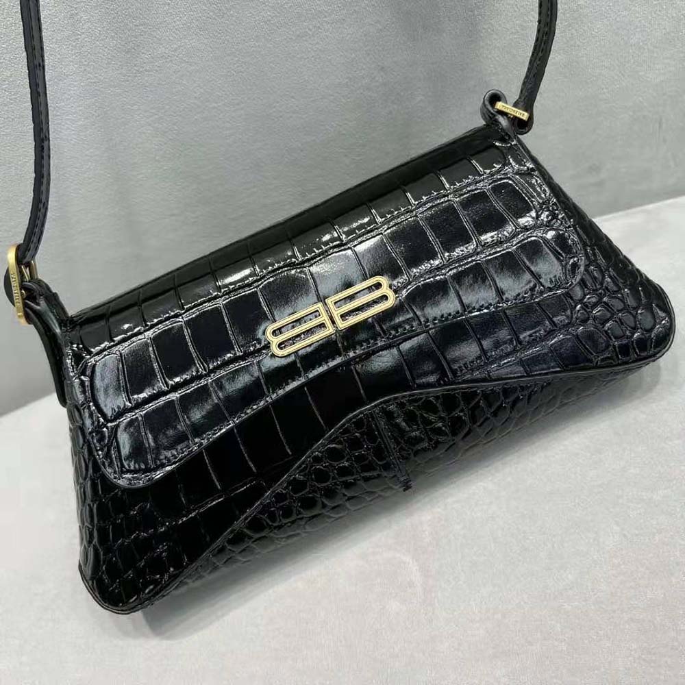 Balenciaga Women XX Small Flap Bag Crocodile Embossed in Black - image 4