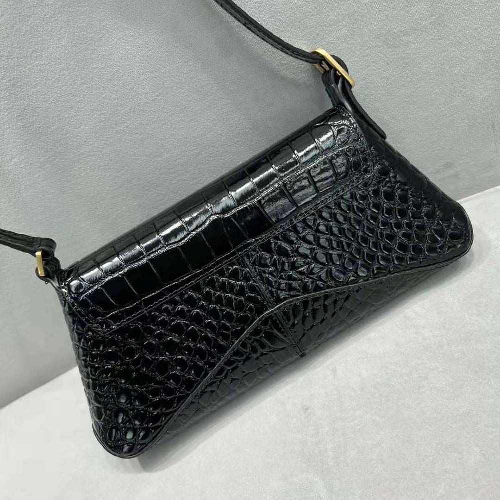 Balenciaga Women XX Small Flap Bag Crocodile Embossed in Black - image 5