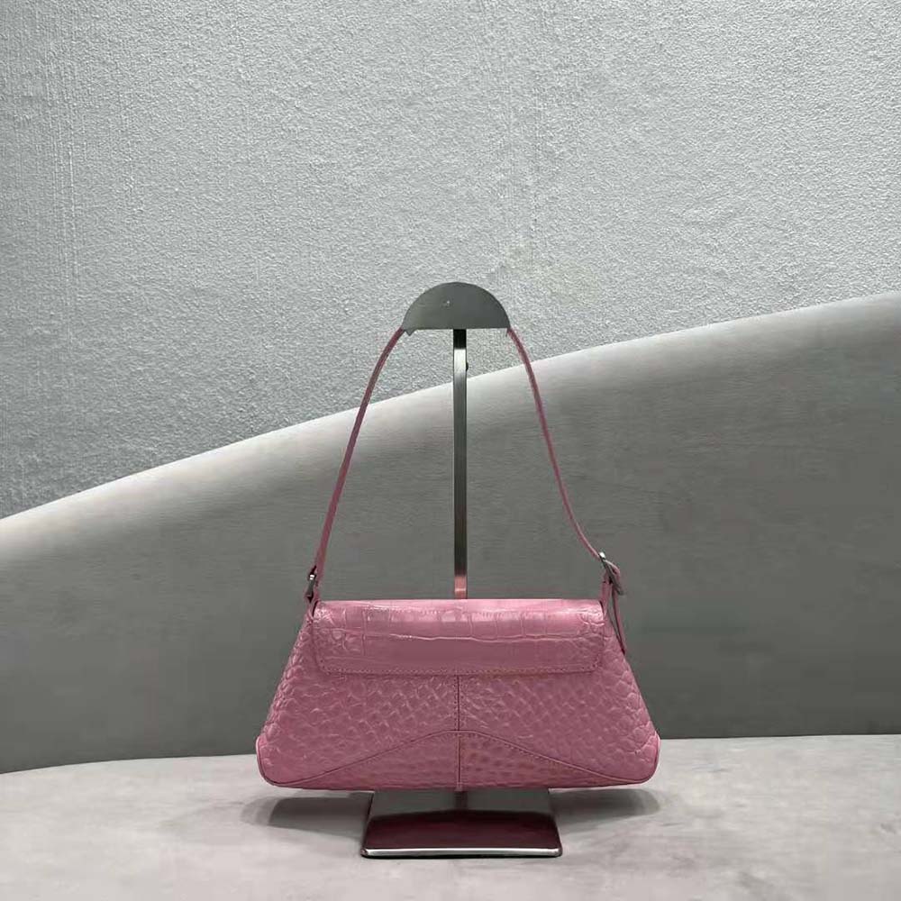 Balenciaga Women XX Small Flap Bag Crocodile Embossed in Pink - image 4