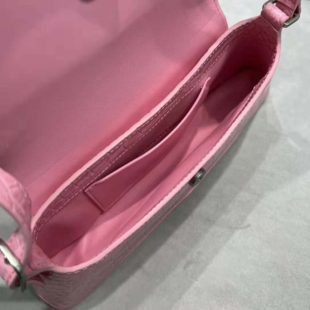 Balenciaga Women XX Small Flap Bag Crocodile Embossed in Pink - image 10