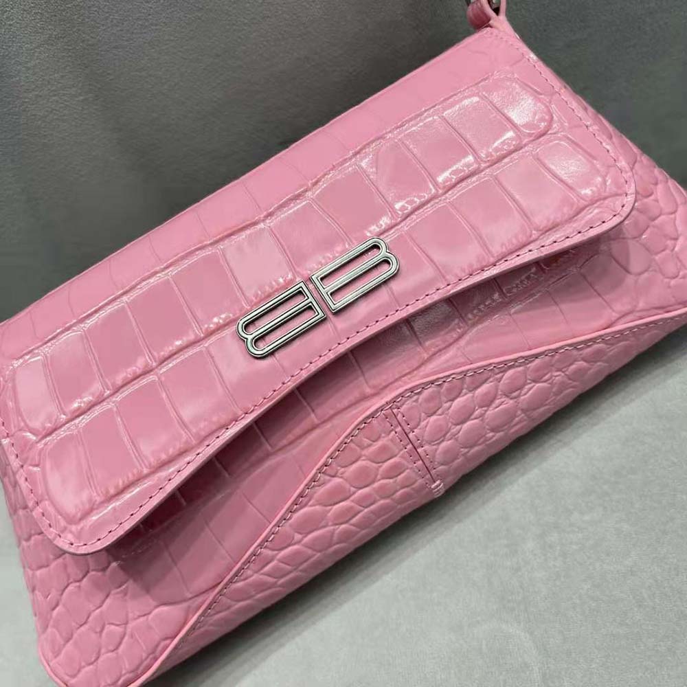 Balenciaga Women XX Small Flap Bag Crocodile Embossed in Pink - image 8