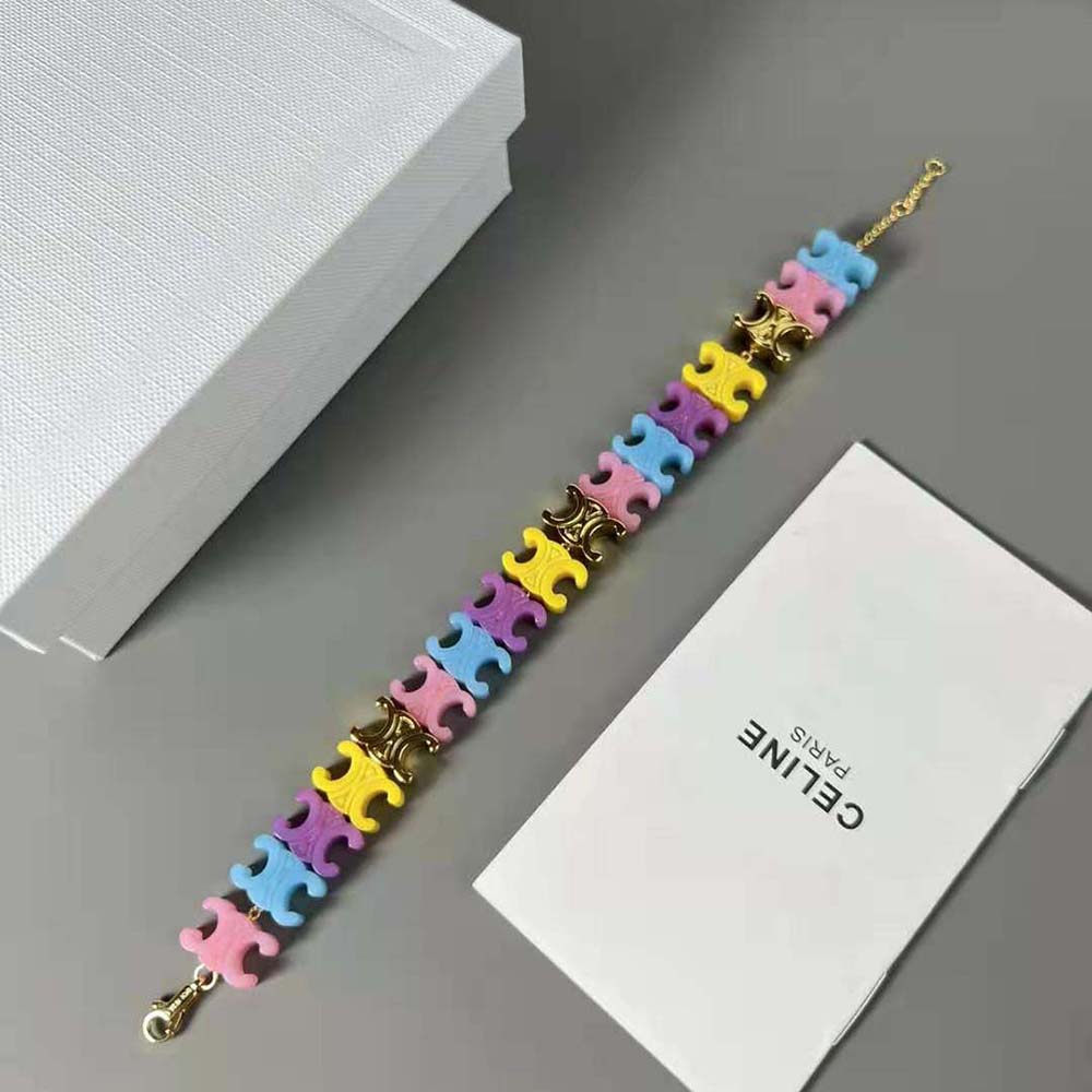 Side view of yellow Celine Women Baby Bracelet showing adjustable closure