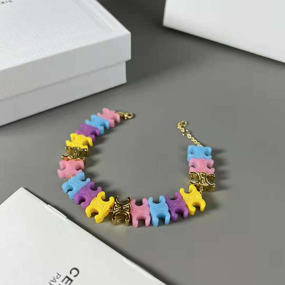 Celine Women Baby Bracelet detail highlighting gold finish and plexiglass
