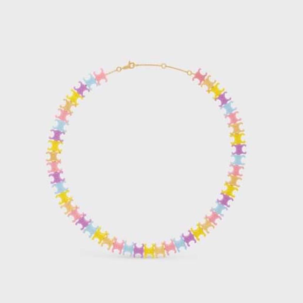 Close-up of Celine Women Baby Necklace gold finish and plexiglass detail