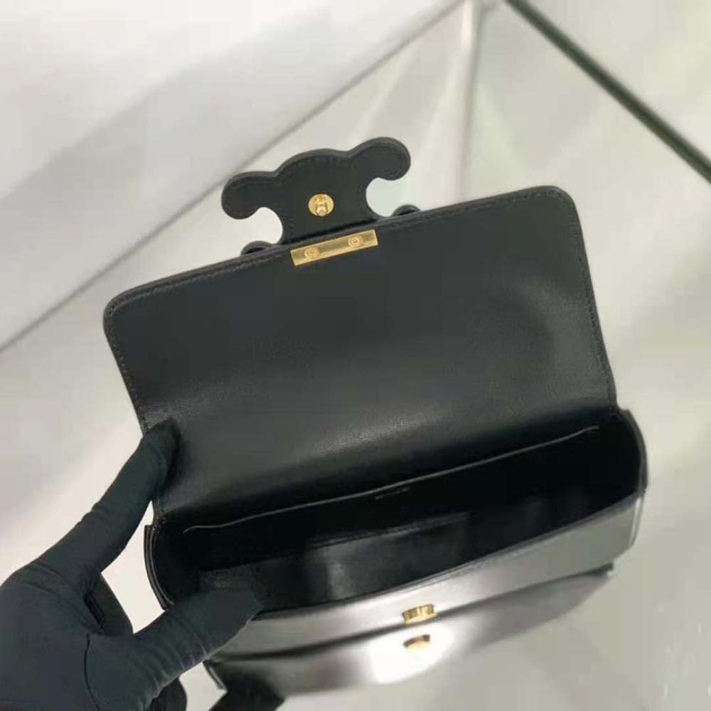 Celine Women Chain Shoulder Bag Cuir Triomphe in Shiny Calfskin-Black - image 4