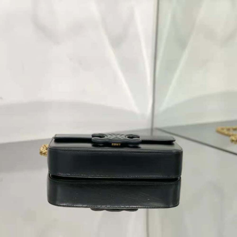 Celine Women Chain Shoulder Bag Cuir Triomphe in Shiny Calfskin-Black - image 5