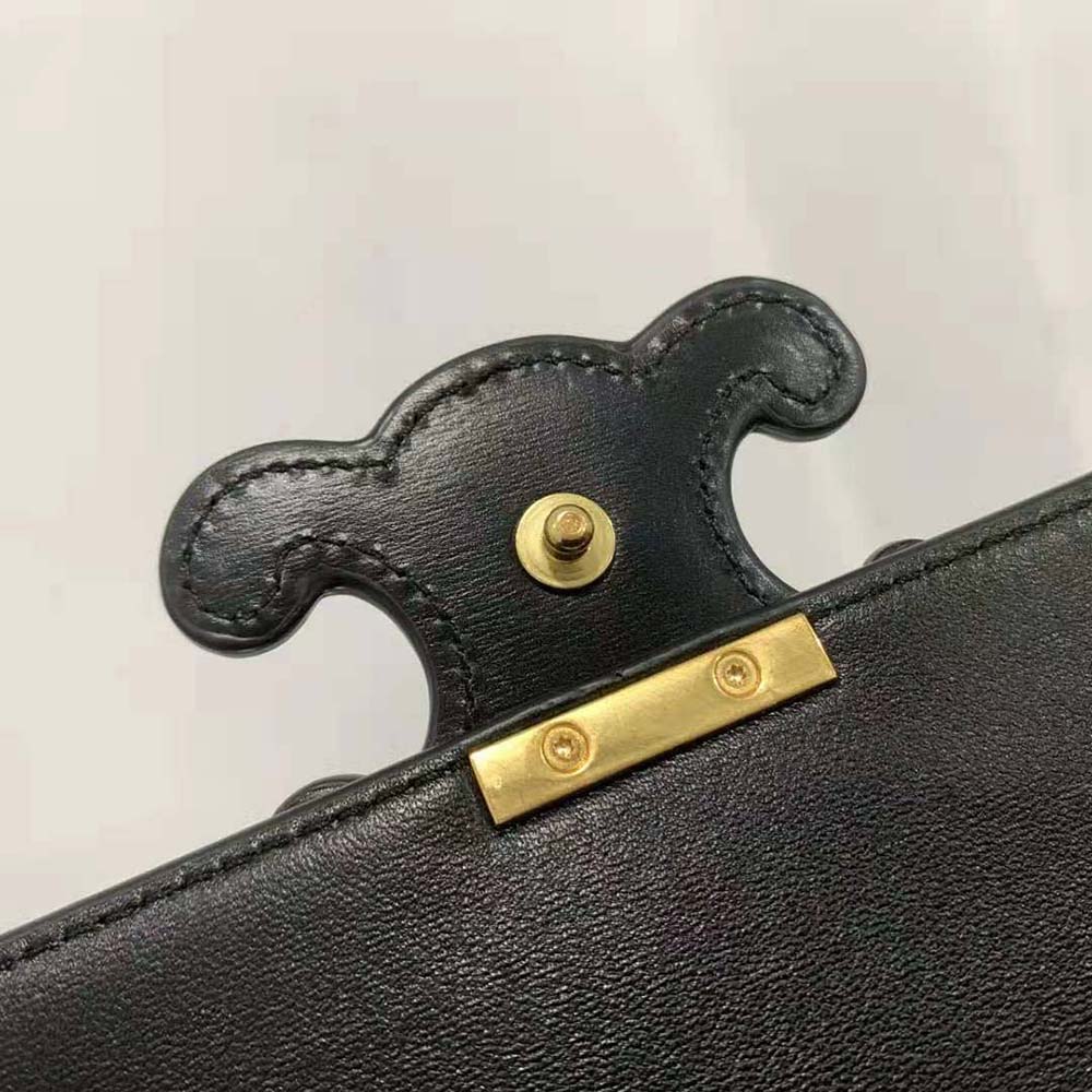 Celine Women Chain Shoulder Bag Cuir Triomphe in Shiny Calfskin-Black - image 9