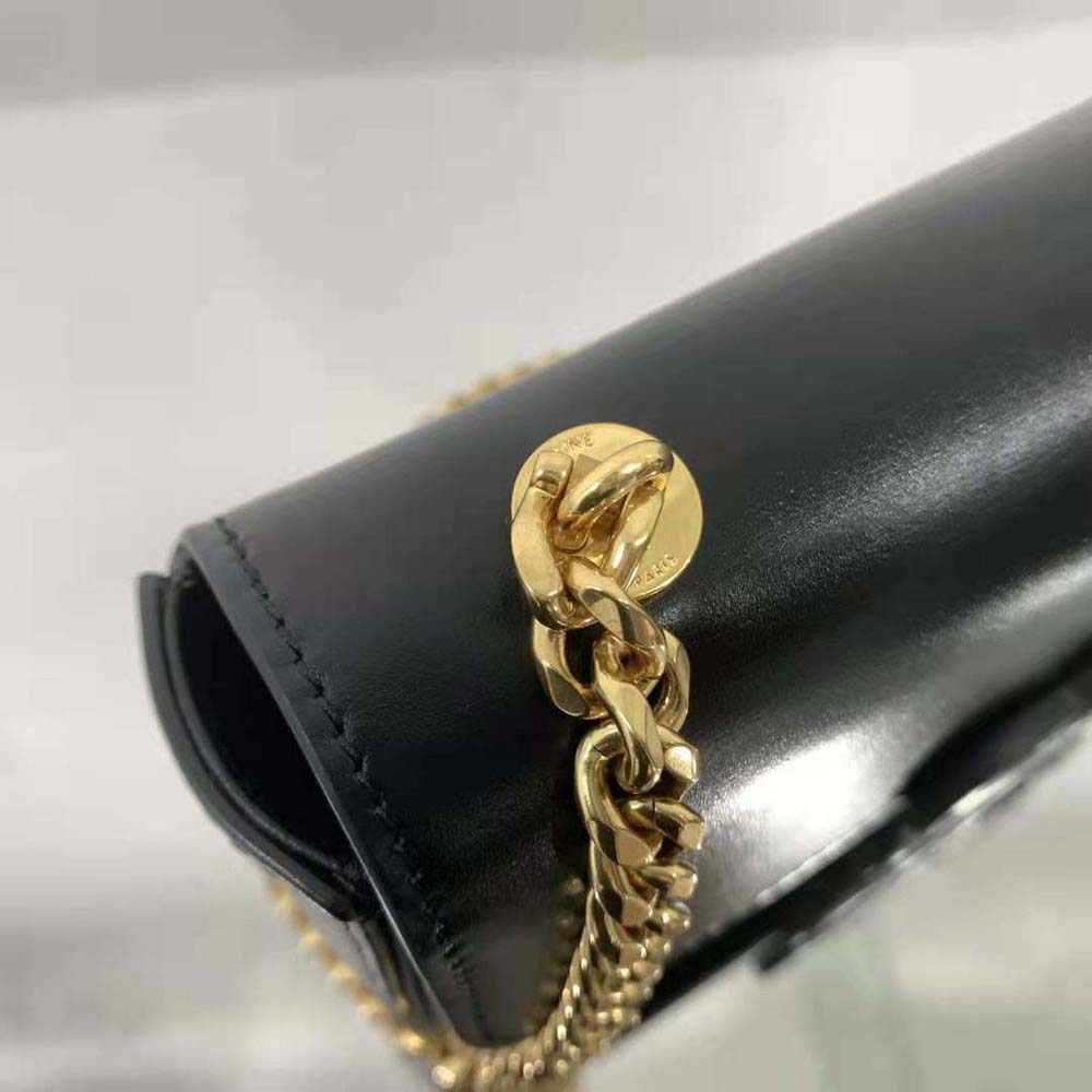 Celine Women Chain Shoulder Bag Cuir Triomphe in Shiny Calfskin-Black - image 7