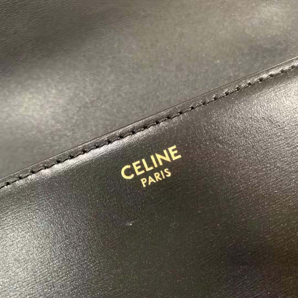 Celine Women Chain Shoulder Bag Cuir Triomphe in Shiny Calfskin-Black - image 10