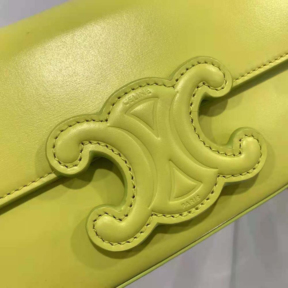 Celine Women Chain Shoulder Bag Cuir Triomphe in Shiny Calfskin-Yellow - image 7
