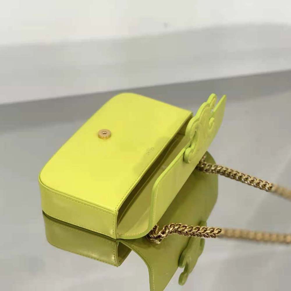 Celine Women Chain Shoulder Bag Cuir Triomphe in Shiny Calfskin-Yellow - image 6