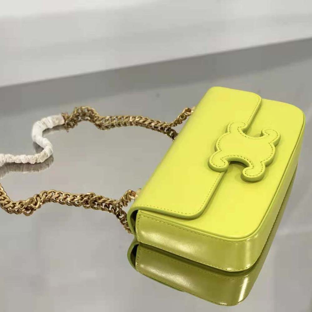 Celine Women Chain Shoulder Bag Cuir Triomphe in Shiny Calfskin-Yellow - image 4