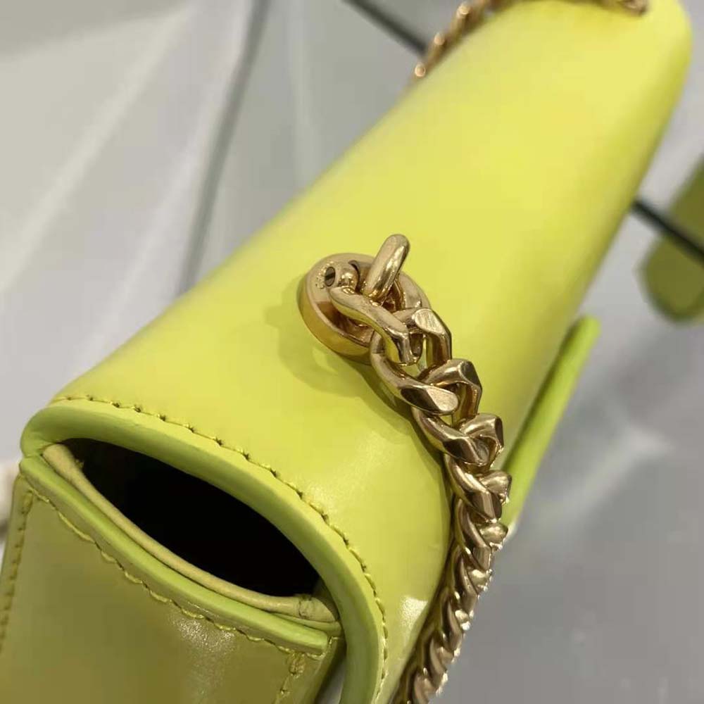 Celine Women Chain Shoulder Bag Cuir Triomphe in Shiny Calfskin-Yellow - image 8