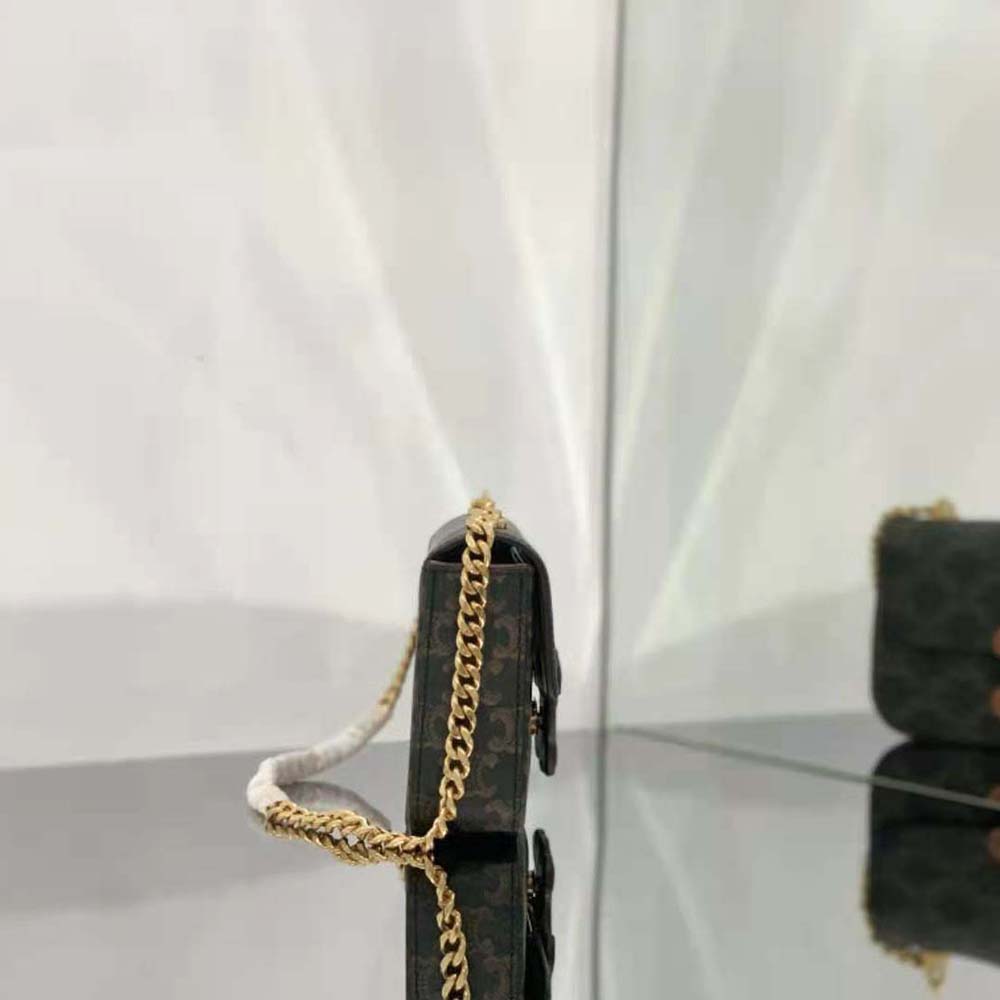 Celine Women Chain Shoulder Bag Cuir Triomphe in Triomphe Canvas and Calfskin - image 6