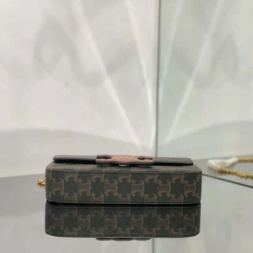 Celine Women Chain Shoulder Bag Cuir Triomphe in Triomphe Canvas and Calfskin - image 5