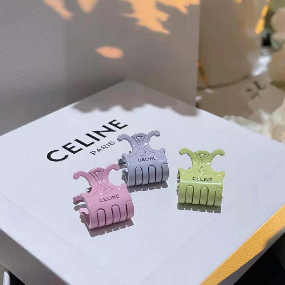 Celine Women Hair Accessories Set of 3 Color Hair Claws in Varnish Brass and Steel - image 5