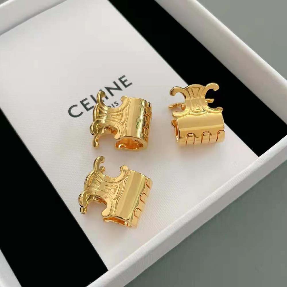 Celine Women Hair Accessories Set of 3 Mini Triomphe Claws in Brass with Gold Finish and Steel - image 9