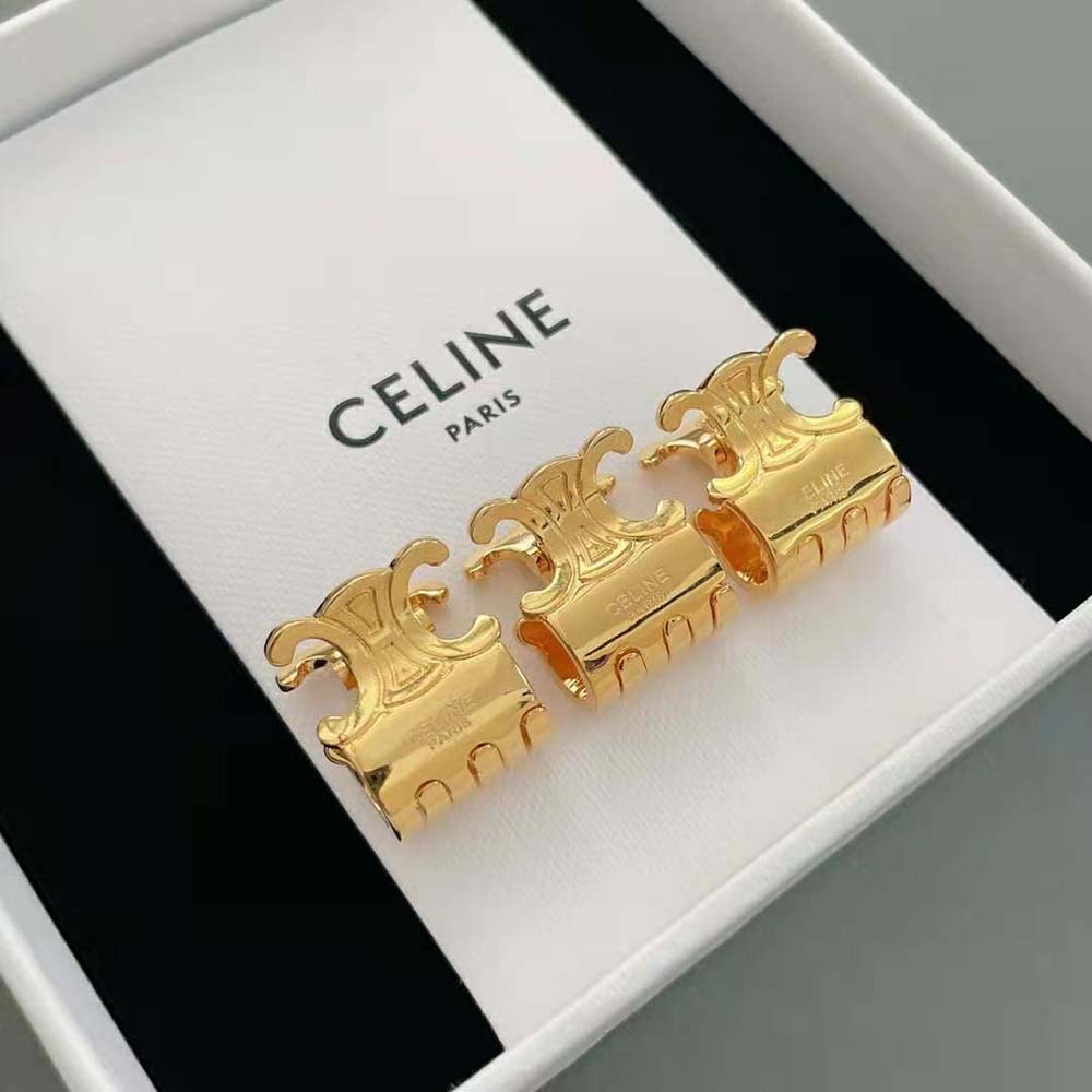 Celine Women Hair Accessories Set of 3 Mini Triomphe Claws in Brass with Gold Finish and Steel - image 8