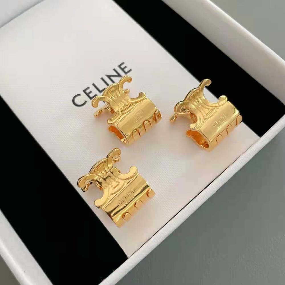 Celine Women Hair Accessories Set of 3 Mini Triomphe Claws in Brass with Gold Finish and Steel - image 7