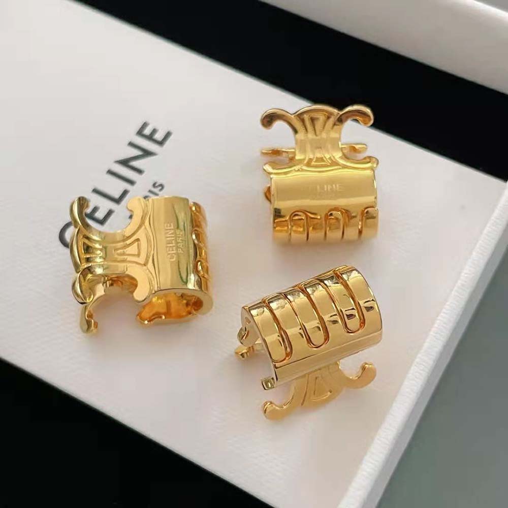 Celine Women Hair Accessories Set of 3 Mini Triomphe Claws in Brass with Gold Finish and Steel - image 6