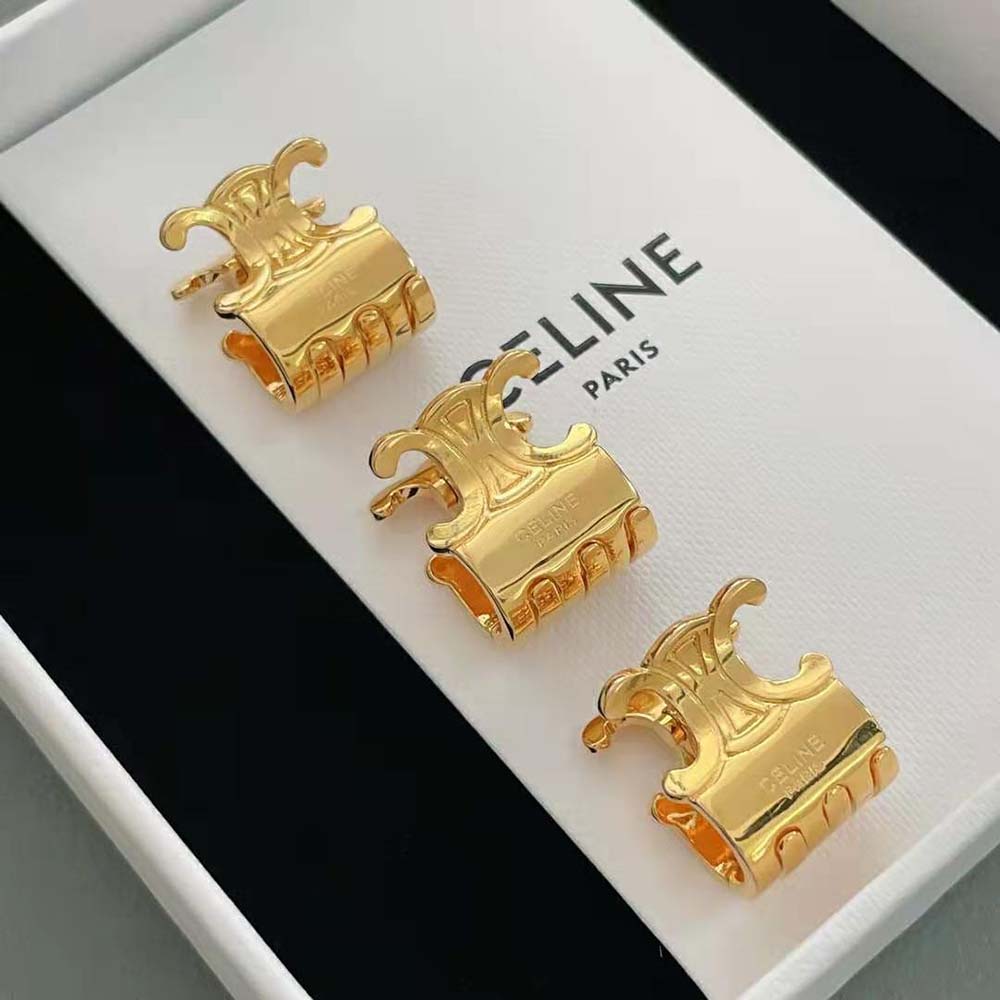 Styled shot of Celine Women Hair Accessories Set of 3 Mini Triomphe Claws in hair