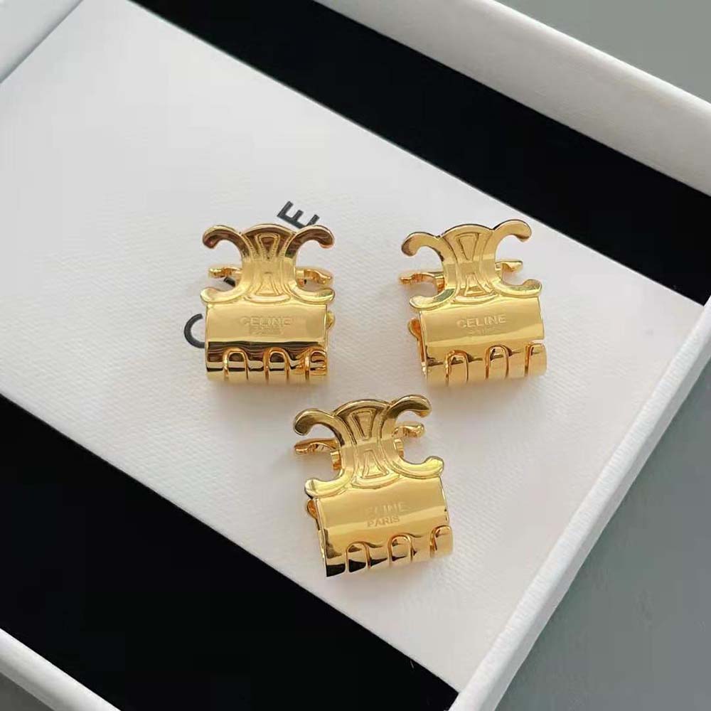 Celine Women Hair Accessories Set of 3 Mini Triomphe Claws in Brass with Gold Finish and Steel - image 4